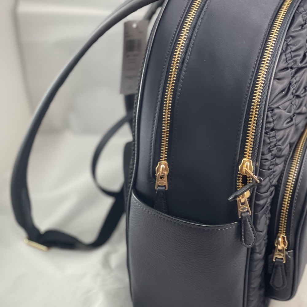 Coach Court Bawck Ruching Black Midnight / Gold - Picture 3 of 11